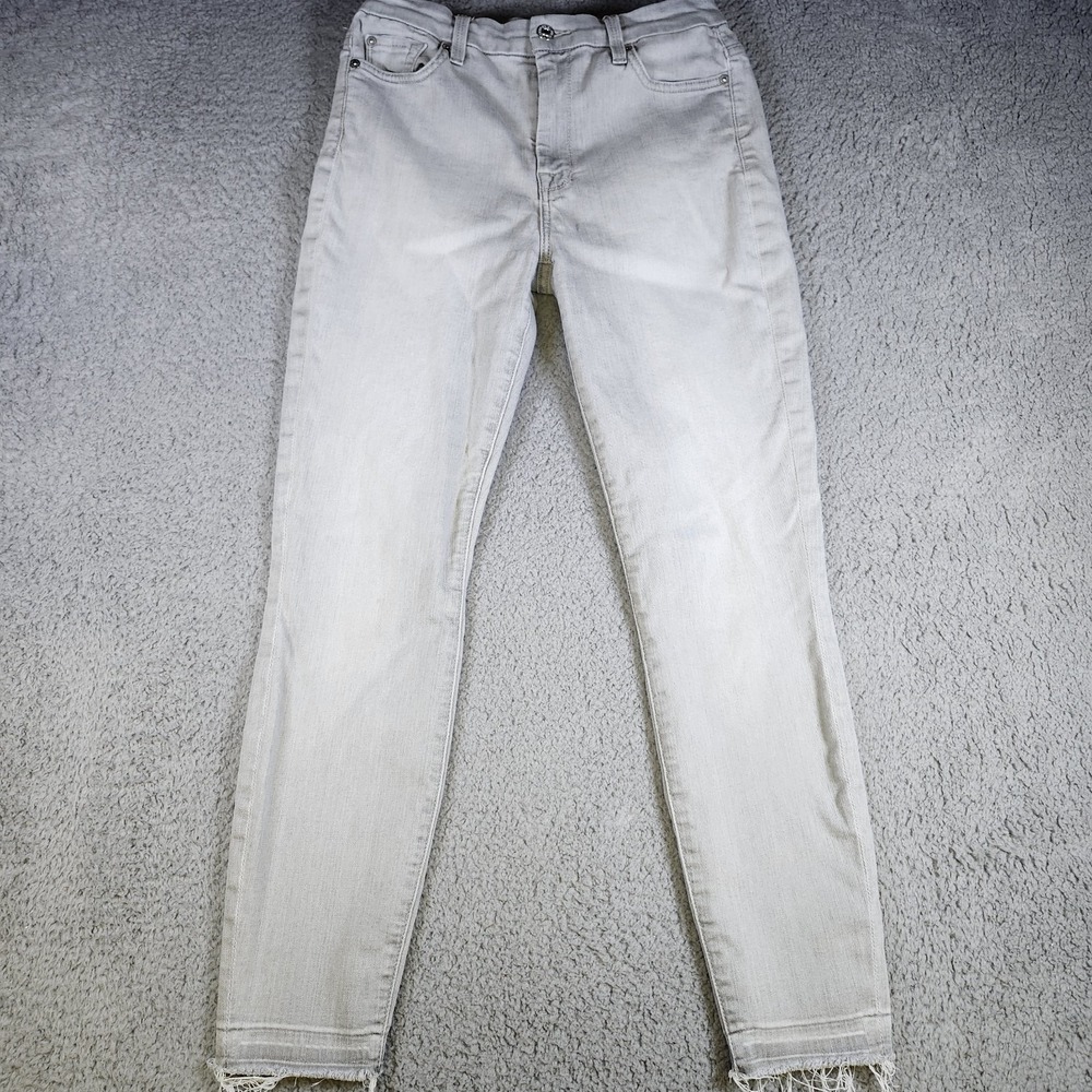 7 For All Mankind Blair Jeans Women's 28 Gray High Waist Ankle Skinny Hem Fray